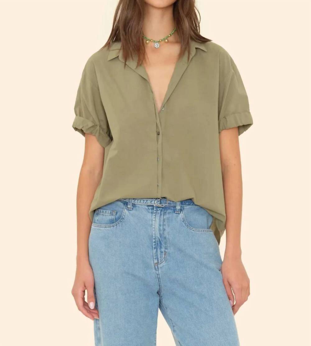 NEW XIRENA channing cotton shirt in dark seagrass